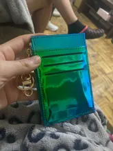 Mini monedero con hologramas láser para mujer, con cordón, bolso billetera de mujer, monedero con cremallera, tarjetero de bolsillo