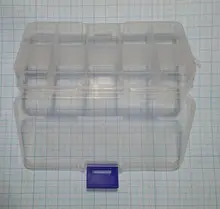 Caja de almacenamiento con bolsillos para señuelos de pesca, caja de 10 compartimentos para cebos de pesca, transparente, cuadrada
