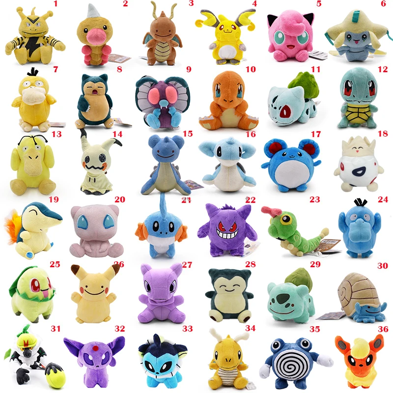 40 styles Anime Pokemon Doll Poliwag Bulbasaur Charmander Lapras Snorlax Stuffed Peluche Plush Toy Christmas Gift For Children 2022 the newest black pokemon plush toy bulbasaur pikachu squirtle snorlax charmander anime game stuffed doll gift for children