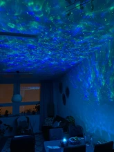 Proyector de luces tipo LED, luz nocturna con proyección giratoria de ondas de diferentes colores con acabado de galaxia, incluye reproductor de música, ideal para lámpara de dormitorio infantil