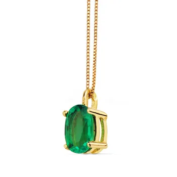 

Choker 18k gold chain 42cm. Emerald 0.79ct. [AC0920]