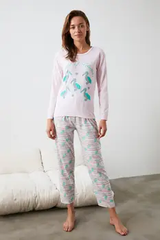 

Trendyol Flamingo Printed Knitted Pajamas Set THMAW21PT0529