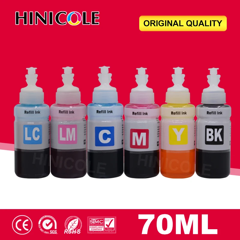 Dye Ink Refill Kit For Epson L800 L801 L810 L850 L860 L1800 Printer 6 Bottles x 70ml