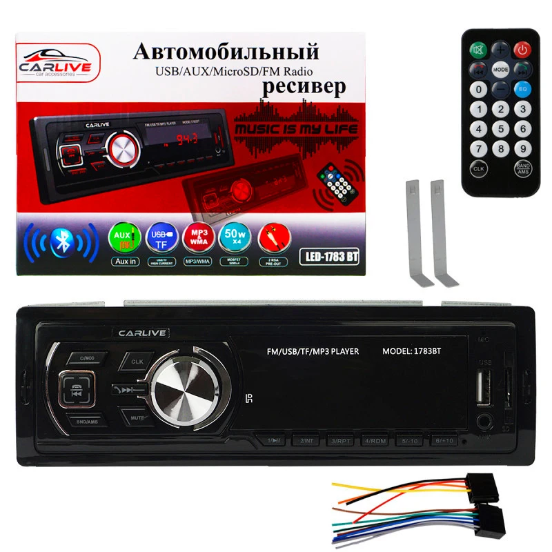Car Radio 1din carlive led-1783 BT LED screen Bluetooth and no version remote control FM radio aux USB APS voltage 12 V |