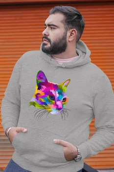 

Angemiel Wear Color Cat Portrait Gray Men 'S Hooded Sweatshirt