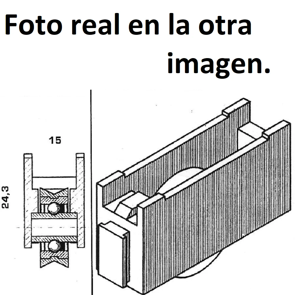 Buen trato 1 Rueda de ventana ó puerta con su carcasa modelo ELITE. Anchura de carcasa 15 mm. Recambio para ventanas y puertas aluminio climalit antiguas rodamientos rodamiento recambios WxJWAQw7y