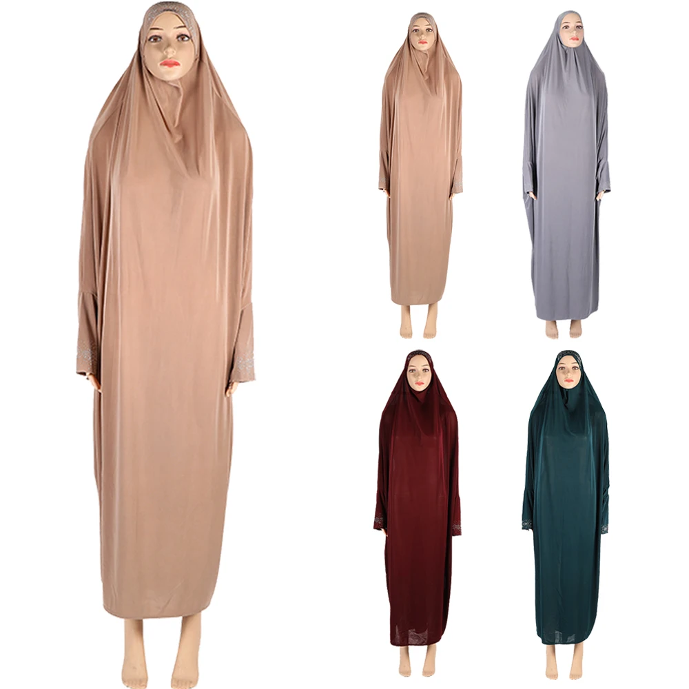 Ramadan Musulmano Burqa Abaya Donna Hijab Abito Da Preghiera Islam Sopraelevato Burka Niqab Lungo Khimar Caftano Abito Arabo Medio Oriente Abbigliamen