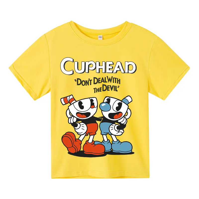 t-shirt for kid girl	 2022 Summer T-Shirt Girls boys cute cuphead Cartoon Print kids Clothes Fashion Harajuku Children'S Clothing T Shirt t shirt green child	 Tops & Tees