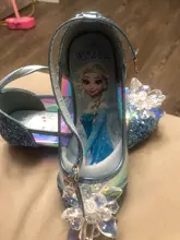 Disney-zapatos de cristal de Frozen para niñas, sandalias con nudo mariposa y tacón alto para fiesta de verano