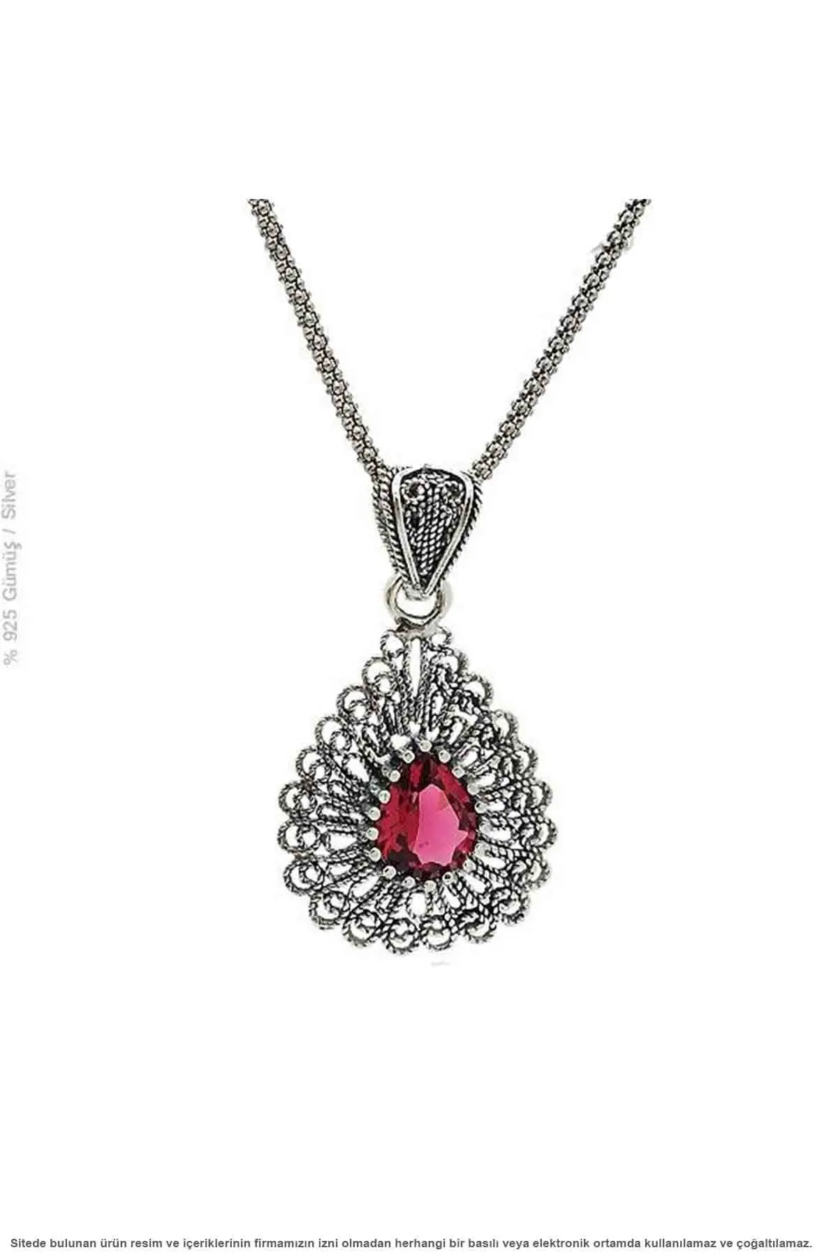 

Silver Lal Gemstone Filigree Lady Necklace