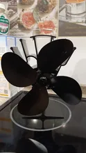 Wood Burner Stove-Fan Fireplace Heat-Powered 4-Blade Log Heat-Distribution Black Home