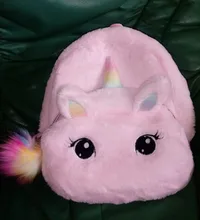Mochila escolar de felpa con dibujos de unicornios para niños y niñas, bolso de hombro de felpa, 1 unidad