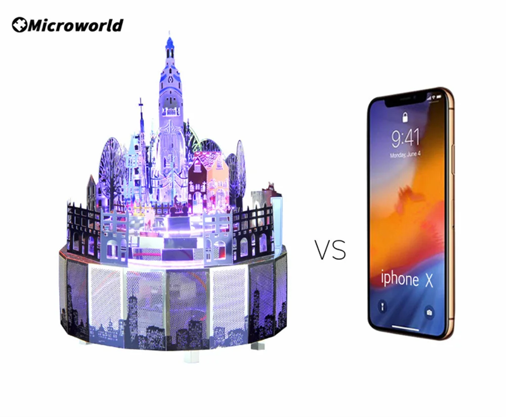 Microworld 3D Metal Theme Rotating Music Box Puzzle Models Kits DIY Laser Cutting Jigsaw Educational Toys Gifts For Girls Adult