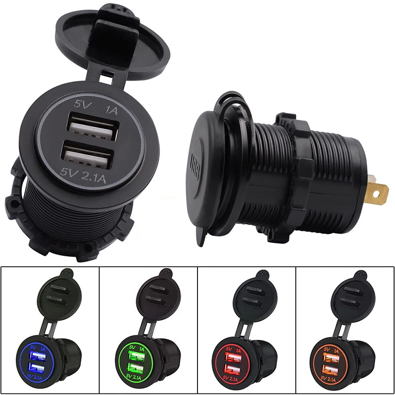 

New Design Universal Motorcycle Car Chargers Dual USB Charger With LED Light 3.1A Fast Charging For Auto Truck Boat USB Device