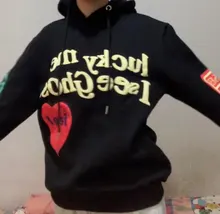 Kanye West sudaderas con capucha de los hombres letra de grafiti de la suerte me ver fantasmas sudadera vellón Harajuku Street HipHop Jersey hueso con capucha