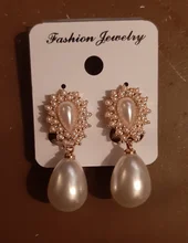 Clásico de alta calidad grande de imitación gota de agua perla Clip en pendientes sin Piercing para las mujeres de la boda Clips de oreja regalo