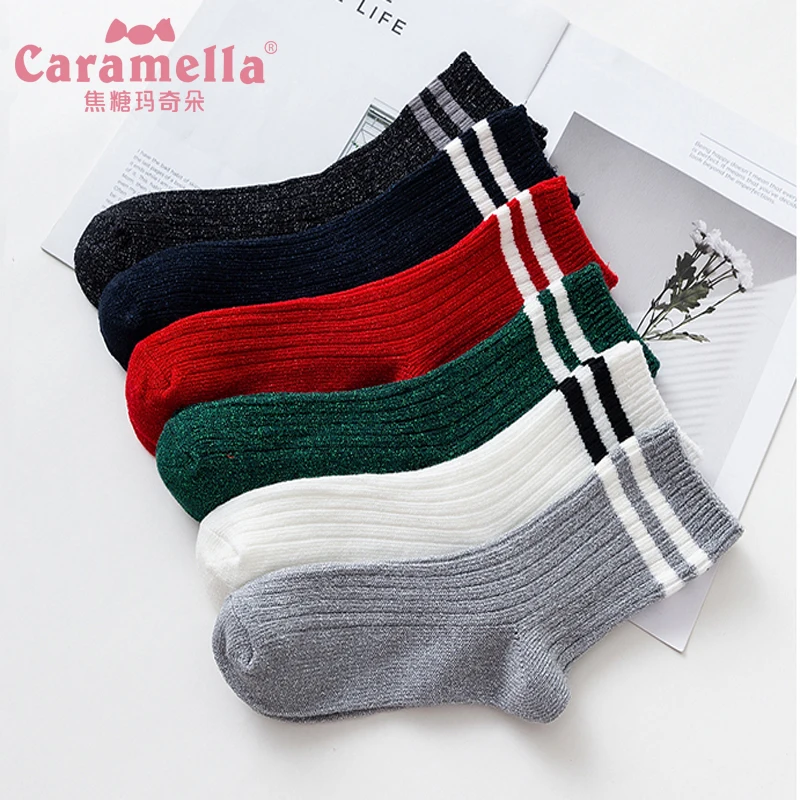 

Caramella Women Socks Fashion Glitter Cotton Cute Short Socks Harajuku Campus Striped Skateboard Ankle Funny Sports Socks Female