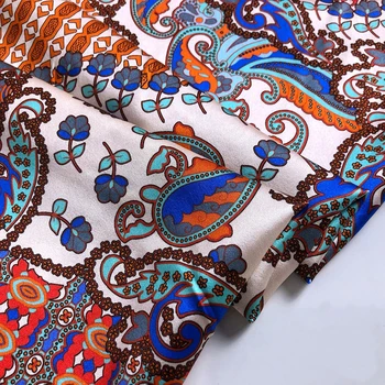 

CNUM SP934 Pure Silk/ Paisley /Silk Fabric 92% Silk 8% Spandex Elastic/ Width 1.29yd Thickness 19mm/ Unit: meter