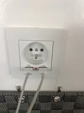 Delviz-enchufe estándar francés, CA 100-250V, Cargador USB de doble puerto para móvil, blanco con panel de interruptor, enchufe de corriente USB de pared de 16A