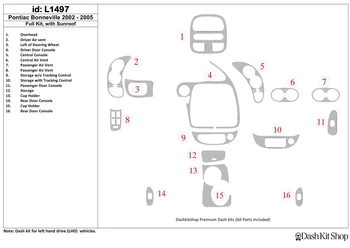 

Interior lining for Pontiac Bonneville 2002-2005. Set L1497.