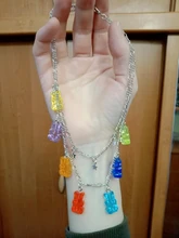 Mini collar de oso de goma para mujer, Color caramelo, regalos de Navidad, collares colgantes de estrella, joyería para mujer, Bisutería