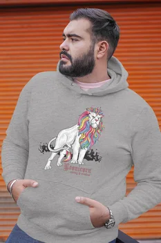 

Angemiel Wear Leonicorn Strong And Vision Gray Men 'S Hooded Sweatshirt