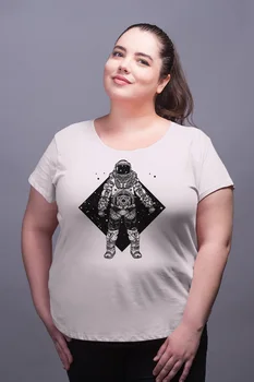 

Angemiel Wear Astronaut White Women Cotton Large Size T-Shirt