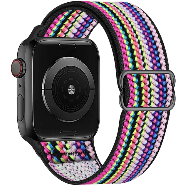 Scrunchie Strap For Apple watch band 44mm 40mm 38mm 42mm 41mm 44mm Nylon bracelet correa iWatch Serie 4 5 3 2 1 SE 6 7 45mm 41mm 28Colorful