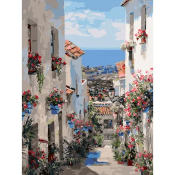 

"Spain. Mijas "painting by numbers on cardboard 30*40. Snow White. 3251-CS