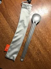 TiTo-cuchara de titanio con mango largo, vajilla portátil para acampar, cubiertos, práctico tenedor ambiental de titanio Spork
