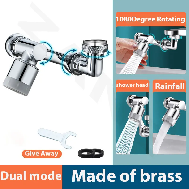 1080&deg; Swivel Robotic Arm Swivel Extension Faucet Aerator Sink Water Tap Splash Filter Bubbler Nozzle Extender Attachment faucet aerator faucet extender