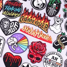 

Punk Hippie Embroidered Patches For Clothing Thermoadhesive Patches On Clothes Skull Patch For Clothes Badges Stickers Applique