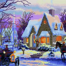 Алмазная мозаика GF 553 Новогодние поездки 40*50