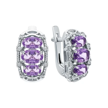 

Silver earrings with amethyst and cubic zirconia sunlight sample 925