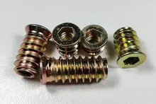 Rosca de acero al carbono M4 M6 M8 M10 para inserción de madera, Tuercas de cabeza hexagonal con brida para muebles, 5/10 Uds.