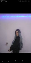 AZQUEEN-Peluca de cabello sintético para mujer, cabellera artificial largo y liso, color negro, ombré, azul, 30 pulgadas, Cosplay, resistente al calor