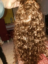 LINGHANG-peluca rizada Afro para mujeres negras, 16 pulgadas, corto sintético, con flequillo, Marrón mezclado y Rubio