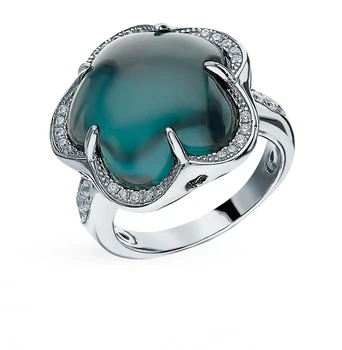 

Silver ring with alpanite and cubic zirconia sunlight sample 925