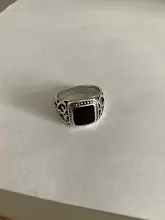 Anillo de navidad plateado para hombre, anillos de esmalte cuadrado y negro, joyería fina, alta calidad, 8-11