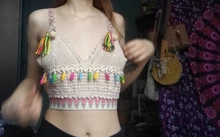 Cover Ups Swimsuit Kimono Bikini Weave Crop-Top Tassel Crochet Beach-Wear Summer Sexy