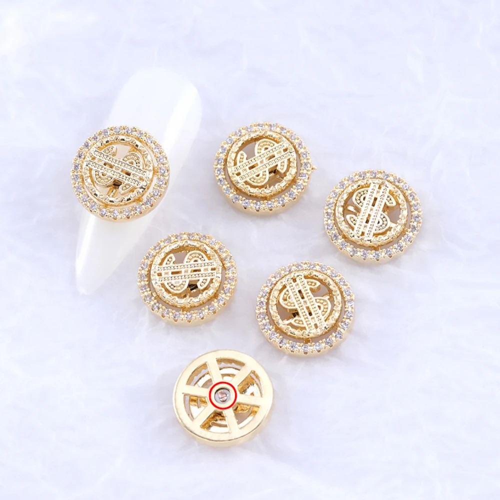 1pc 스핀 회전 달러 기호 네일 매력 바람개비 네일 아트 장식 회전 라인 석 3D Fidget Spinner Nails Charm KD2