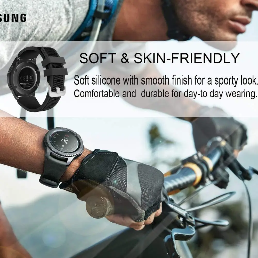 Ремешок для samsung gear S3 Frontier Galaxy watch 46 мм Активные мужские ремешки 22 мм силиконовый браслет ремешок для часов huawei watch gt 2