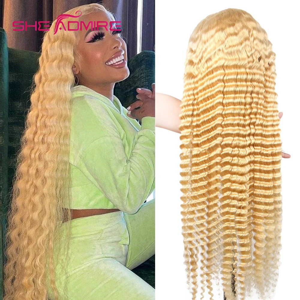 

Honey Blonde 613 Lace Front Wigs Human Hair Deep Wave Wigs 40 inch 13x4 Blonde Wig Sale Pre Plucked with Baby Hair Brazilian