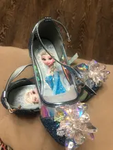 Disney-zapatos de cristal de Frozen para niñas, sandalias con nudo mariposa y tacón alto para fiesta de verano