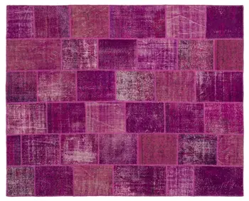

Handmade Fuchsia Vintage Overdyed Patchwork Area Rug 244x304 Cm-8'0''X9'12''