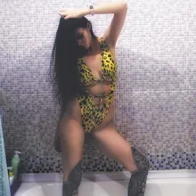 Bañador sexy de una pieza para mujer, monokini con estampado de leopardo, traje de baño de estilo vendaje, bikini acolchado de realce, de verano