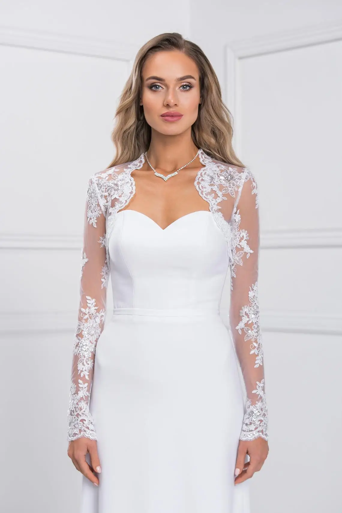 CloverBridal Free Lace Bolero Long Sleeve Bridal Jacket Women Female Bridal Bolero For Wedding WJ935