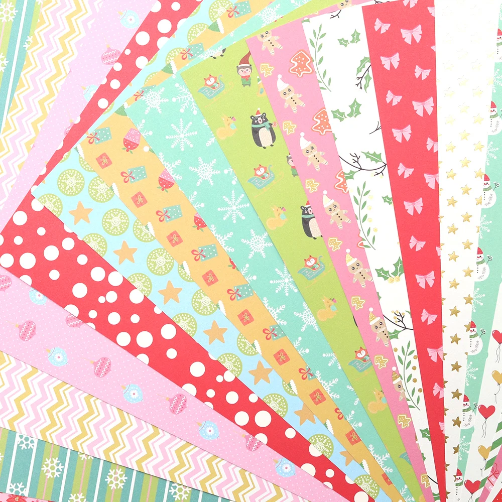 크리 에이 티브 경로 12 인치 Scrapbooking 용품 패턴 종이 20 시트 공예 장식 크리스마스 디자이너 팩 DIY 305x305mm 산성 무료