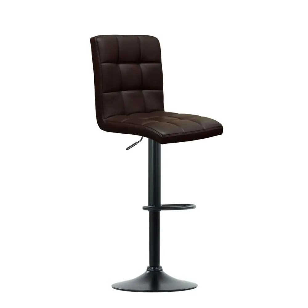 94563 Barneo N-48 эко-кожа кухонный барный стул коричневый стул с мягким сиденьем на газ-лифте стул высокий стул для барной стойки мебель для кухни кресло для нейл бара стул для мастера по России - Цвет: Черная ножка