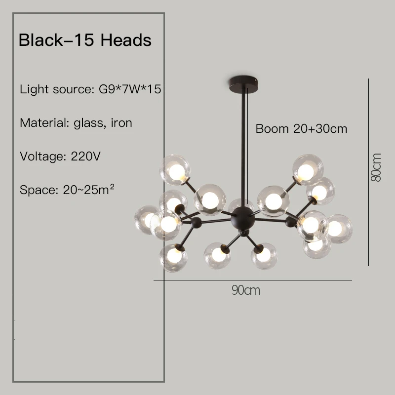 dining room lights Nordic Chandeliers For Living Room Home Decor Modern Transparent Glass Ball Ceiling Pendant Lamp Bedroom Kitchen Dining Lighting black chandelier Chandeliers